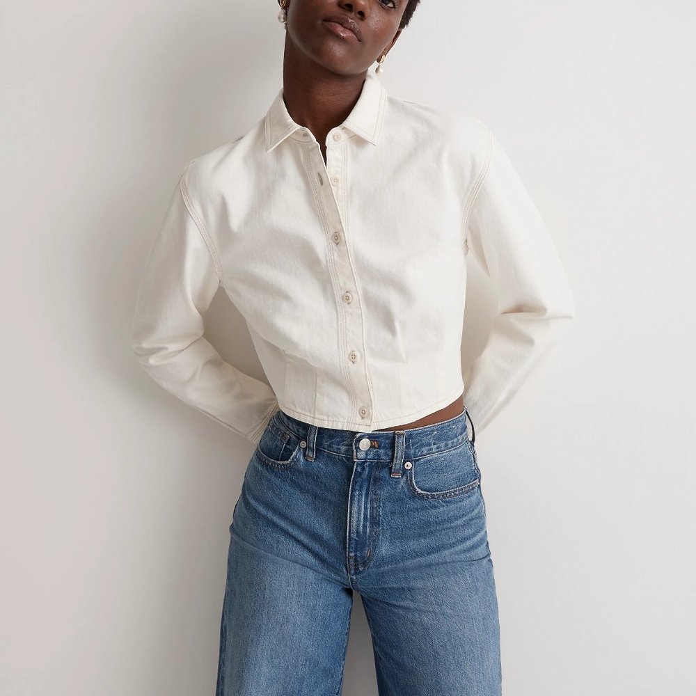 [NWT] Madewell Denim Cropped Button-Up Shirt